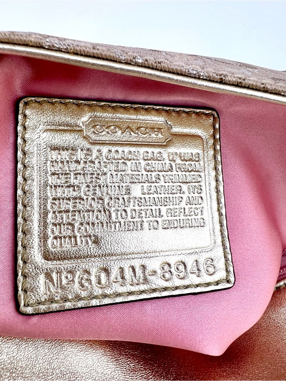 Y2K COACH Hampton Gold Signature Canvas/Leather Handbag -Style 8946 Vintage - Picture 9 of 16